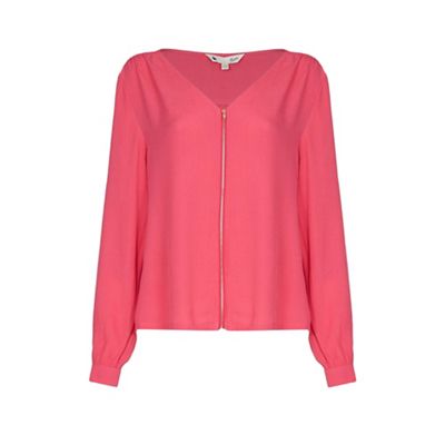 Pink zip front blouse